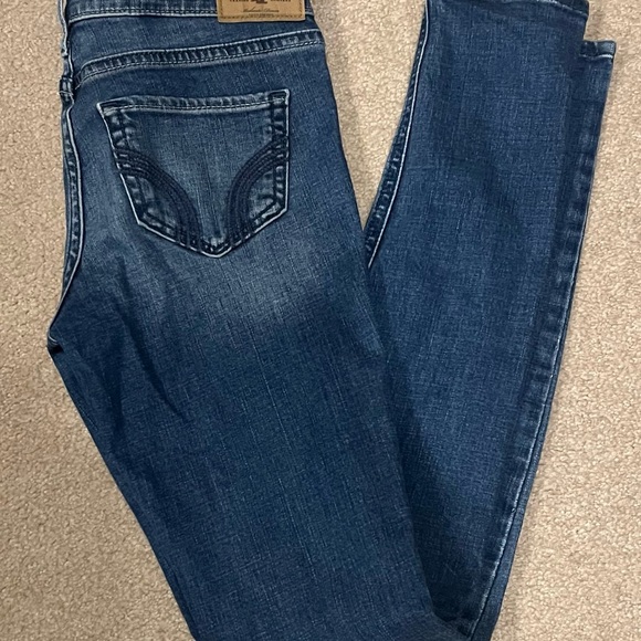 Hollister Blue Distressed Skinny Jeans 0 regular 24 31 Embroidered - Picture 3 of 3